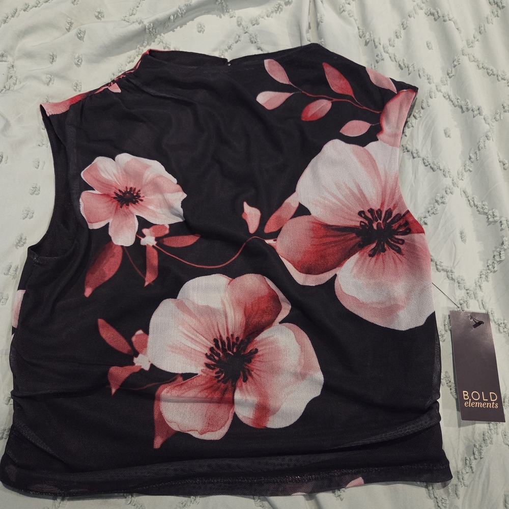 BOLD elements Black and Pink Floral Tank Top